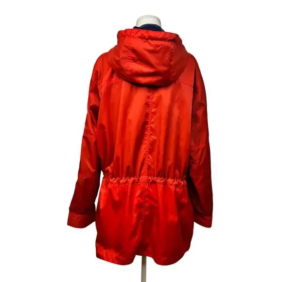 Lauren Ralph Lauren Hooded Rain Jacket Anorak Red Women’s Large VTG 90s Gorpcore - Picture 2 of 16
